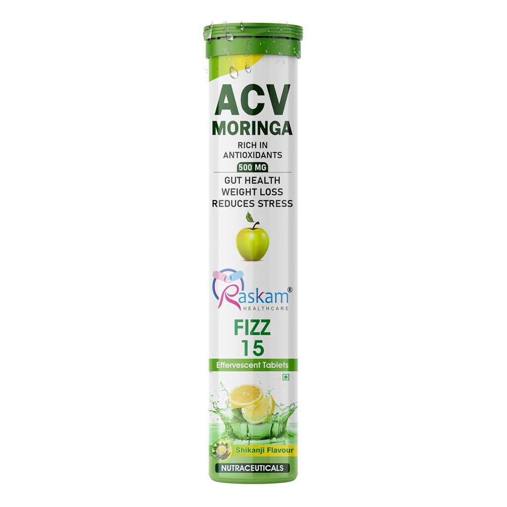 ACV Moringa Effervescent Tablets | 15 Tablets, 500mg Natural Energy & Immunity Booster with Antioxidants (Shikanji) Pack of 1