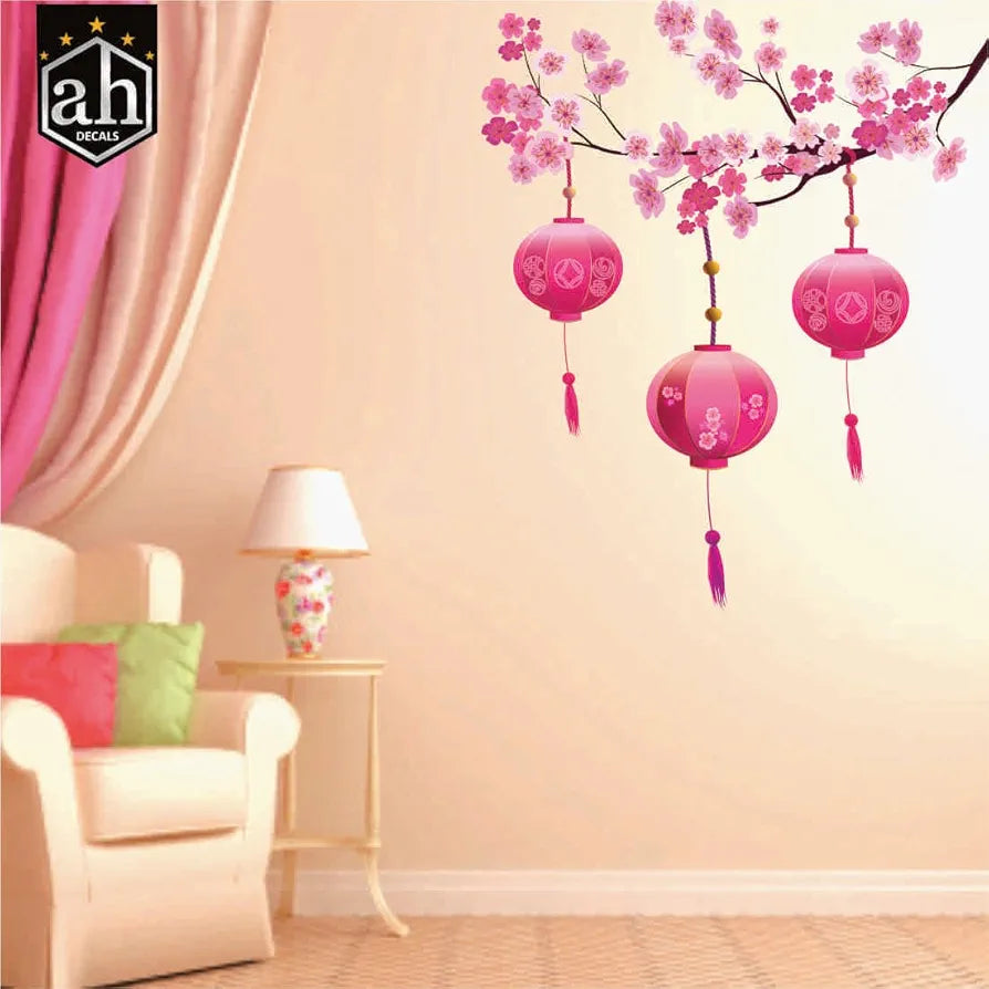 AH Decals Vinyl Decorative Cartoon Lamp Wall Stickers Chinese lamp