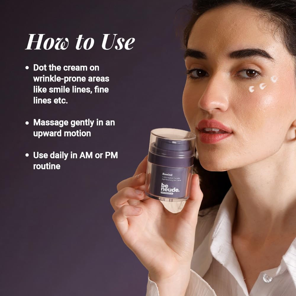 Rewind Age Reversing Gel Creme with 7.25% Advanced Peptide Complex for Wrinkle Reduction Fine Lines Smoother Firmer Skin with Vitamin C and Mandelic Acid Lightweight Anti Ageing Moisturizer for All Skin Types