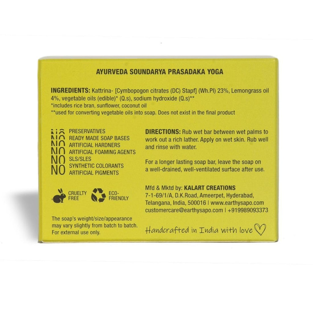 Earthy Sapo Handmade Lemongrass Freshness Bathing Soap - 100 gms (Pack of 2)