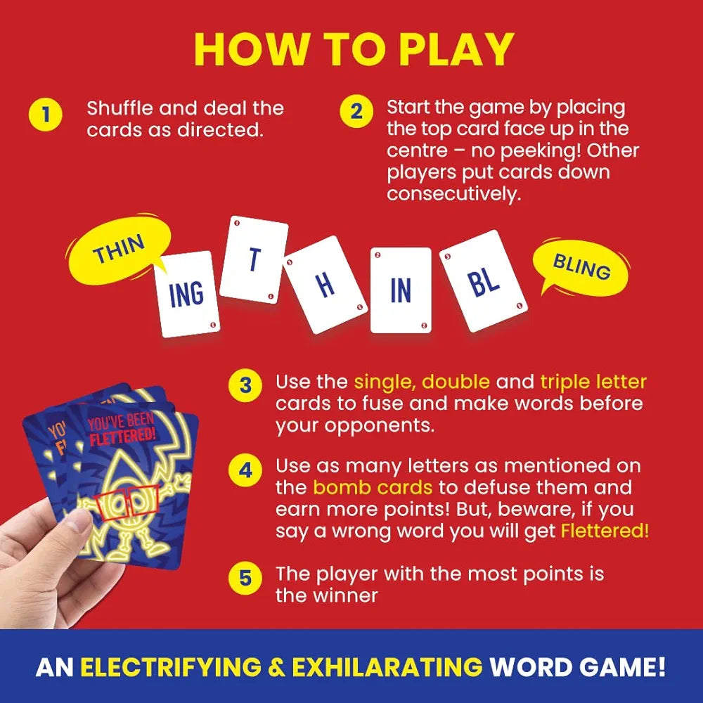 Binca Fletter Fuse Word Game, Fun Word Card Game for All, Family Game for Kids, Test Your Vocabulary, Advanced Version of Fletter, Gifts for Ages 7, 8, 9, & 10 Years