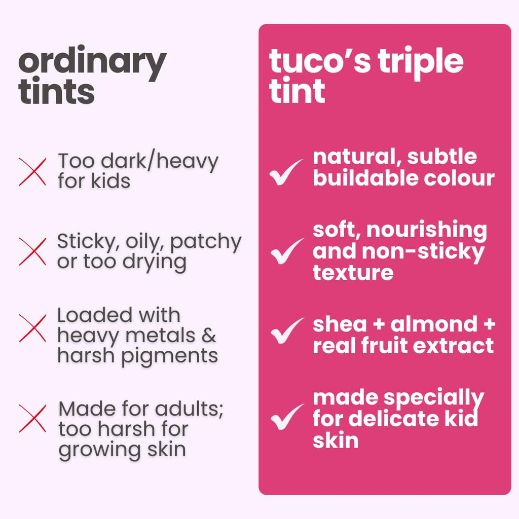Tuco® Kids Lip Balm Tint | Lip, Cheek & Eyeshadow | Ages 3-15 Years | Made with 100% Natural Oils & Waxes | Free from Mineral Oils, Synthetic Fragrance and Parabens
