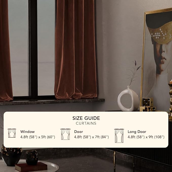 Stoa Paris Curtain for Home| Single pc Patterned Velvet Curtain for Window|Living Room| Colour Caramel Caress