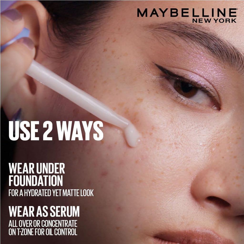 Maybelline New York Shine Stopper Primer | 3-in-1 Serum Primer for Oily Skin to Prime, Mattify, Hydrate with LHA & Salicylic Acid, 10ml