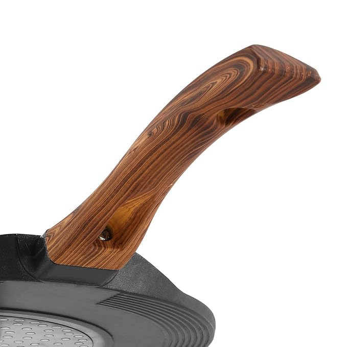 Vinod Zest Plus Die Cast Aluminium Non Stick Tawa - 28 cm | Roti / Paratha / Dosa Tawa with Wooden Handle | 5mm Thick