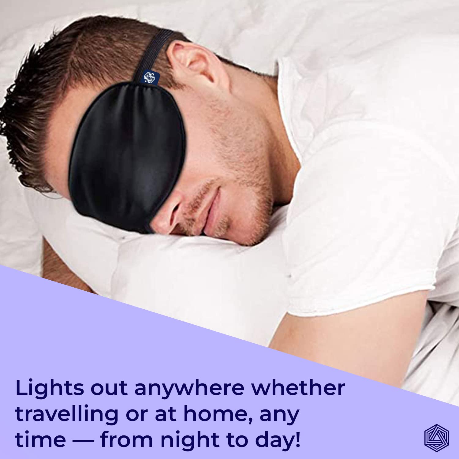 Boldfit Silk Eye Mask for Sleeping with Adjustable Strap Premium Silk Sleeping Mask Blind Fold for Smooth & Comfortable Sleep Travelling Sleep Mask Pad Sleeping Eye Mask Blind Folds for Sleeping - Black