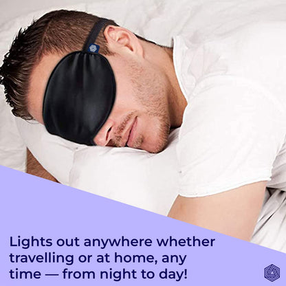 Boldfit Silk Eye Mask for Sleeping with Adjustable Strap Premium Silk Sleeping Mask Blind Fold for Smooth & Comfortable Sleep Travelling Sleep Mask Pad Sleeping Eye Mask Blind Folds for Sleeping - Black