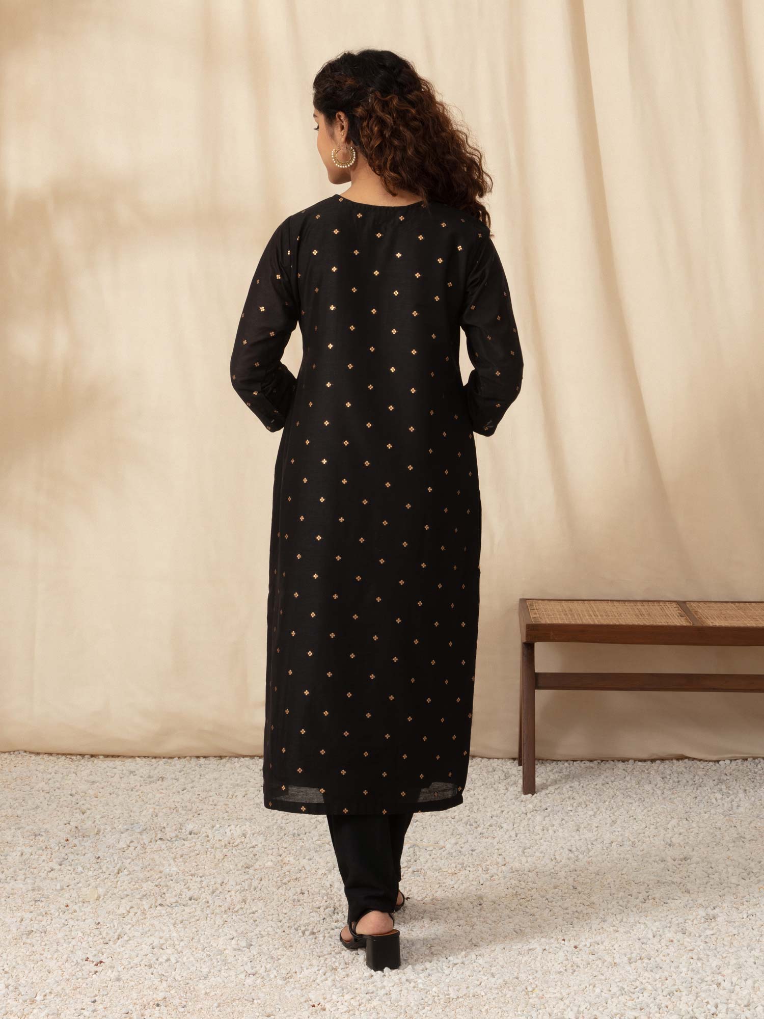 Likha Black Embroidered Kurta Pant set with Brocade Dupatta LIKSKD52 (Set of 3)