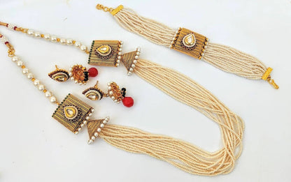 White Seed Beads Necklace Set