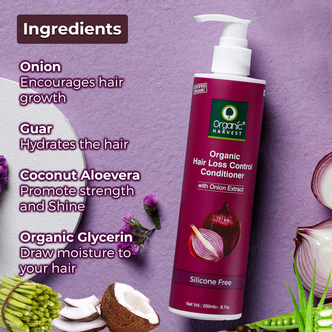 Organic Harvest Organic Hair Loss Control Conditioner With Onion Extract - 200 ml