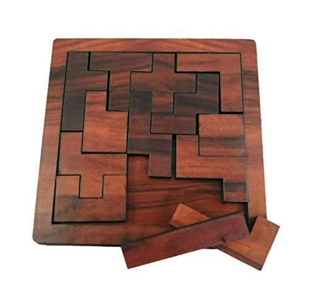 Kraftsman Portable Wooden Hexagon Puzzle | 11 Pieces Puzzle for Kids and Adults | Travel Pouch Included