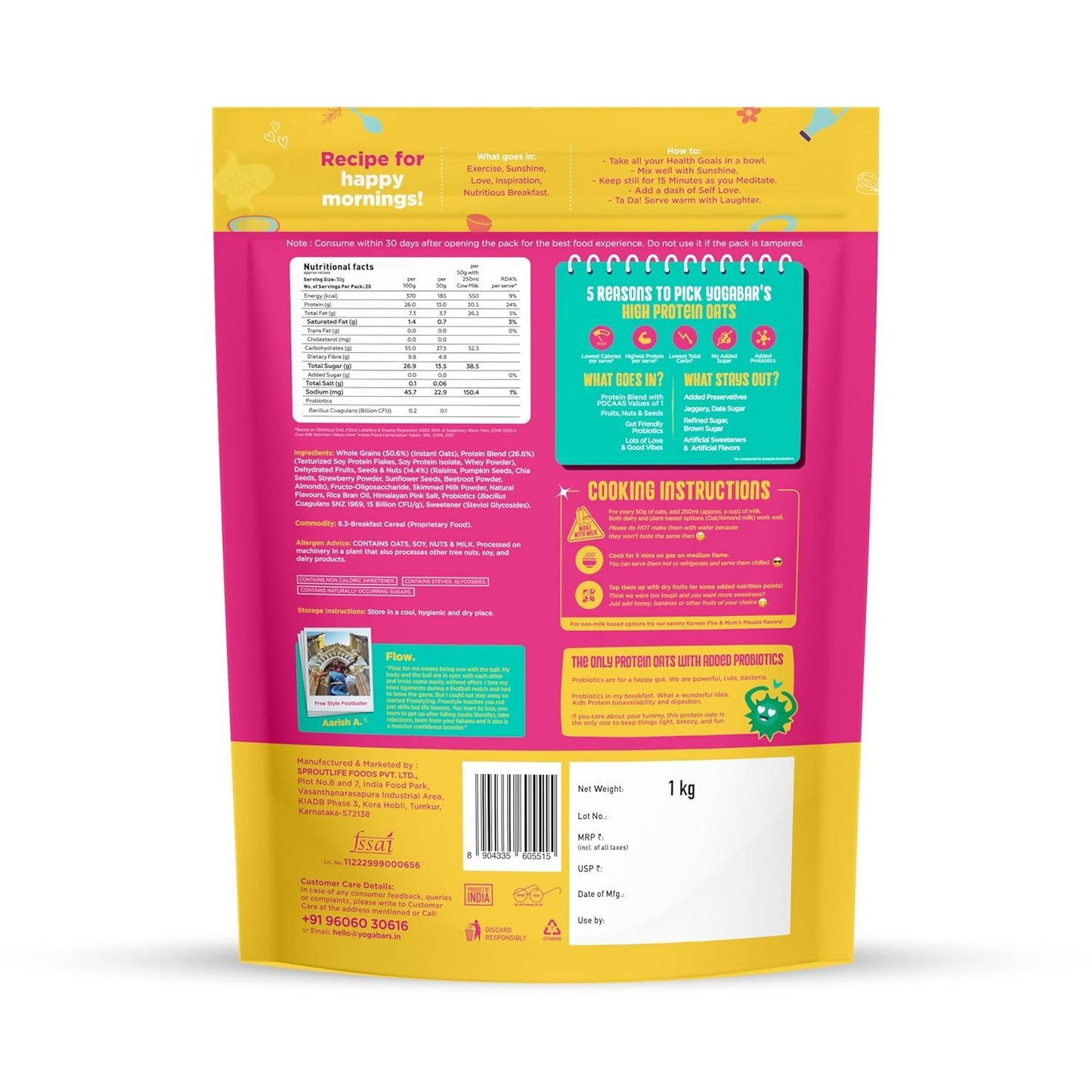 Yoga Bar 26g High Protein Oats Combo - Dark Chocolate, Fruits Nuts and Seeds
