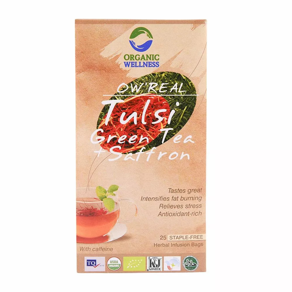 Organic Wellness Tulsi Green Tea + Saffron - 25 Teabags