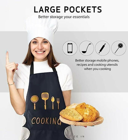 Klimet Waterproof Kitchen Apron For Women-Black