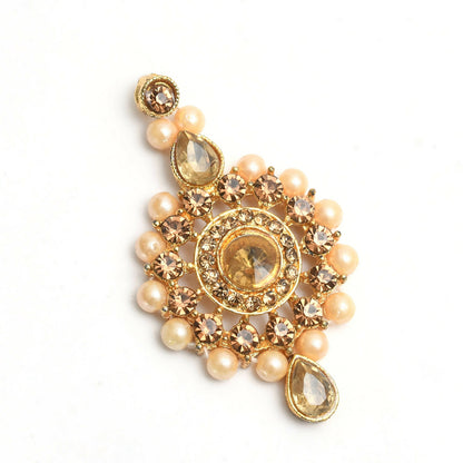Mominos Fashion Johar Kamal Gold-Polished Brass Finish Kundan/Stone Choker For Women (Golden)