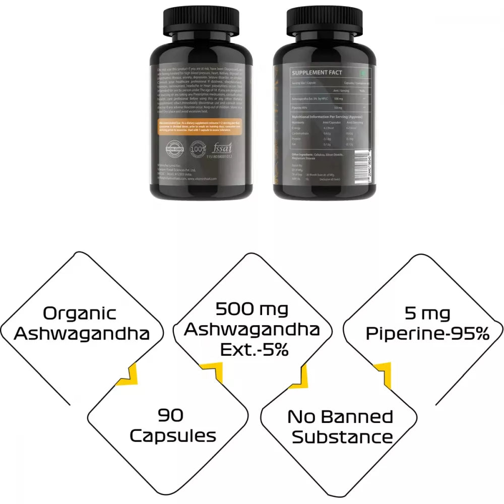 Vitaminhaat Ashwagandha Ext 5% HPLC 500 Mg Capsules - 90 caps