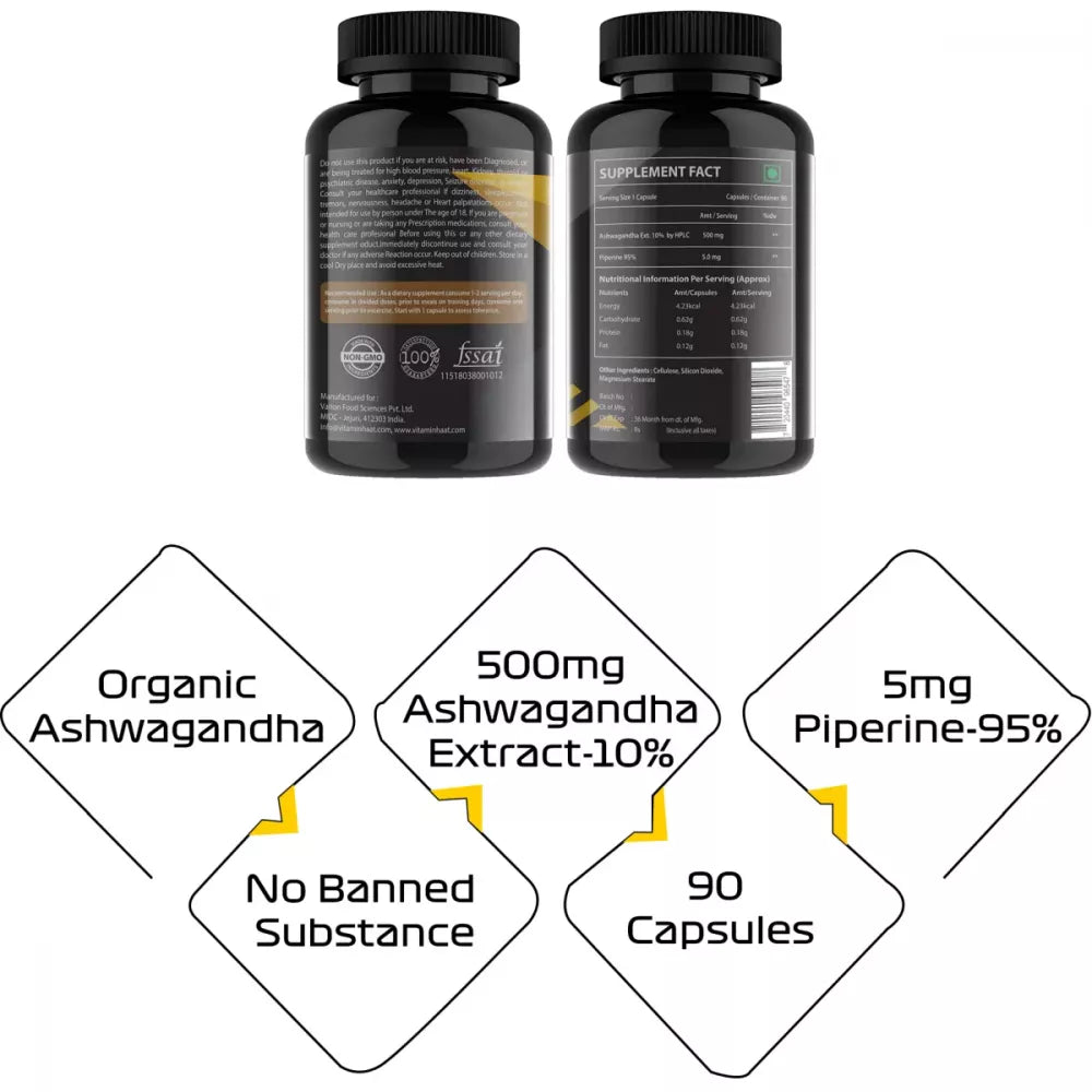 Vitaminhaat Ashwagandha Ext 10% HPLC 500 Mg Capsules - 90 caps