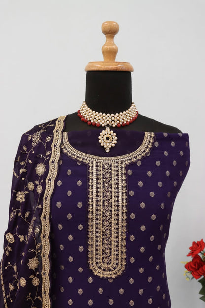 Anaita Royal Blue Dola Jacquard Silk Sequin Embroidered Salwar Suit
