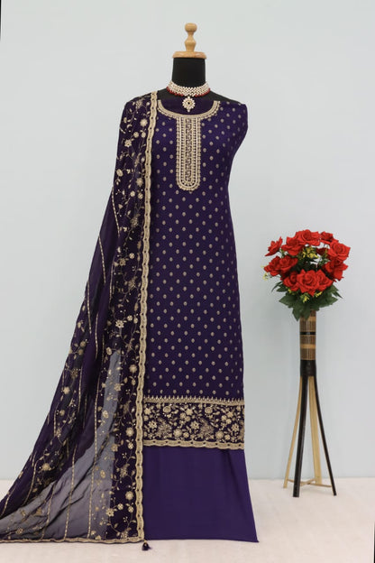 Anaita Royal Blue Dola Jacquard Silk Sequin Embroidered Salwar Suit