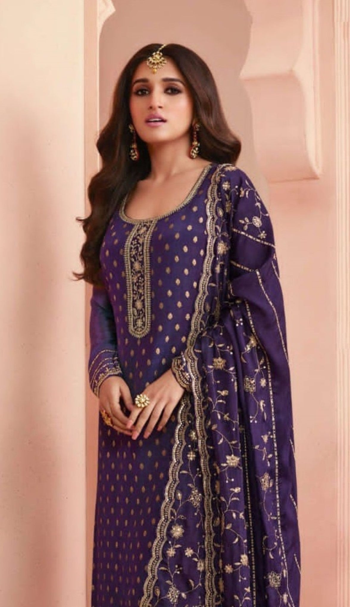 Anaita Royal Blue Dola Jacquard Silk Sequin Embroidered Salwar Suit