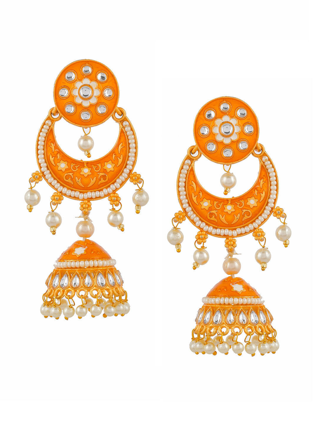 Shoshaa Orange Dome Shaped Jhumkas Earrings
