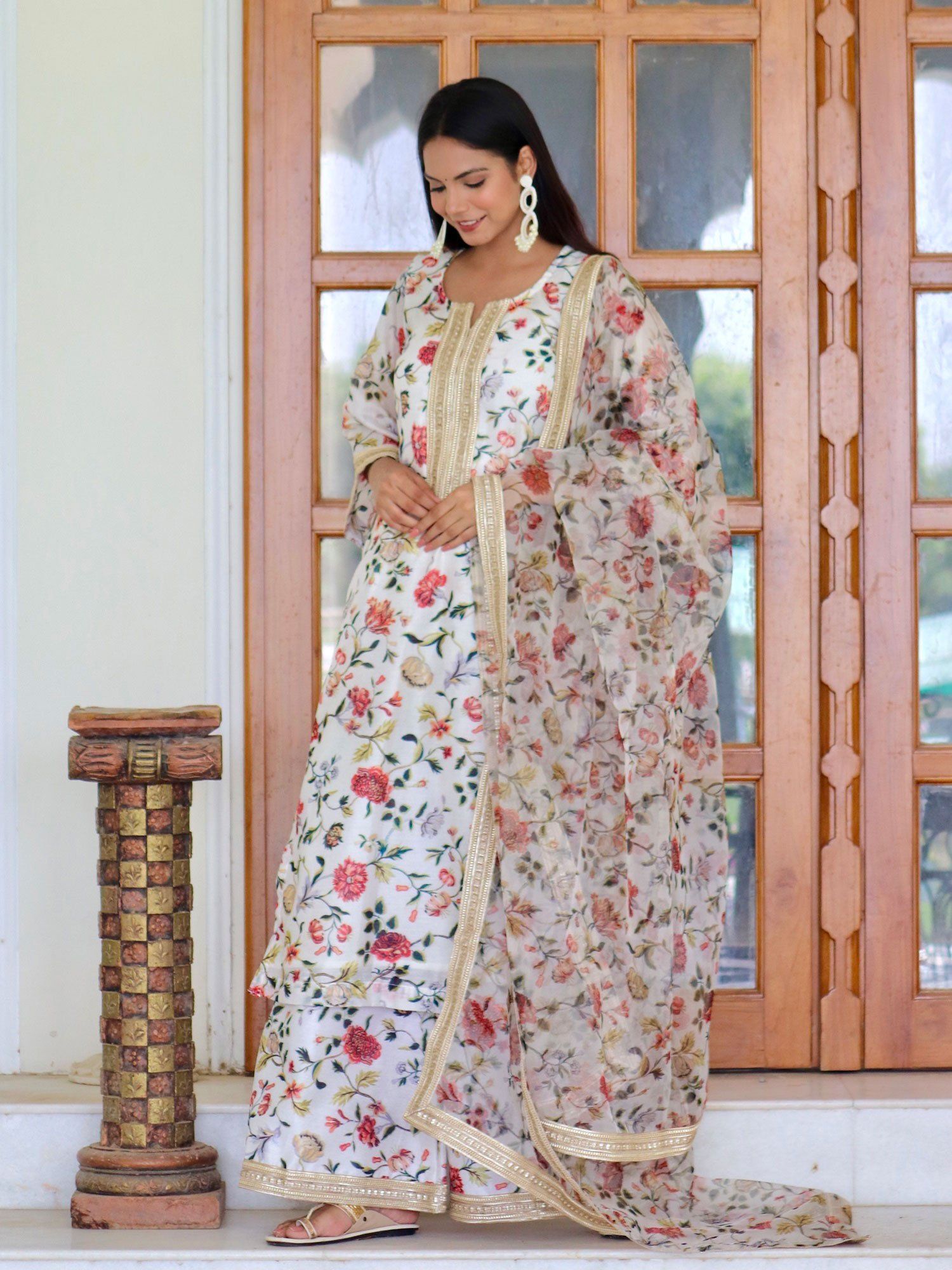 ONEWE INDIA Nimisha Suit Set (Set of 3) - Off White
