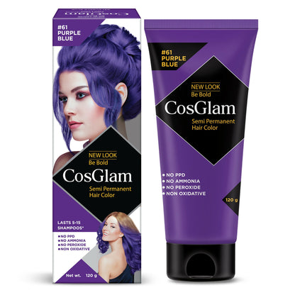 Cosglam Semi Permanent Hair Color for Women & Men (#61 Purple Blue)