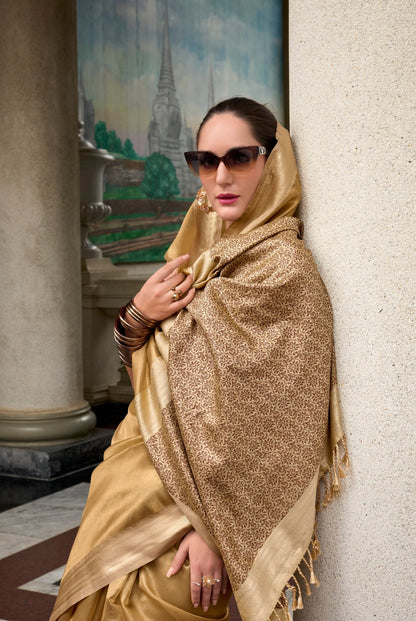 Anaita Chiku Designer Weaving Pure Tissue Saree With Blouse