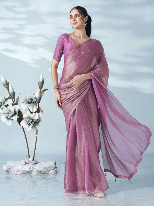 Tikhi Imli Two Tone Poly Chiffon Saree