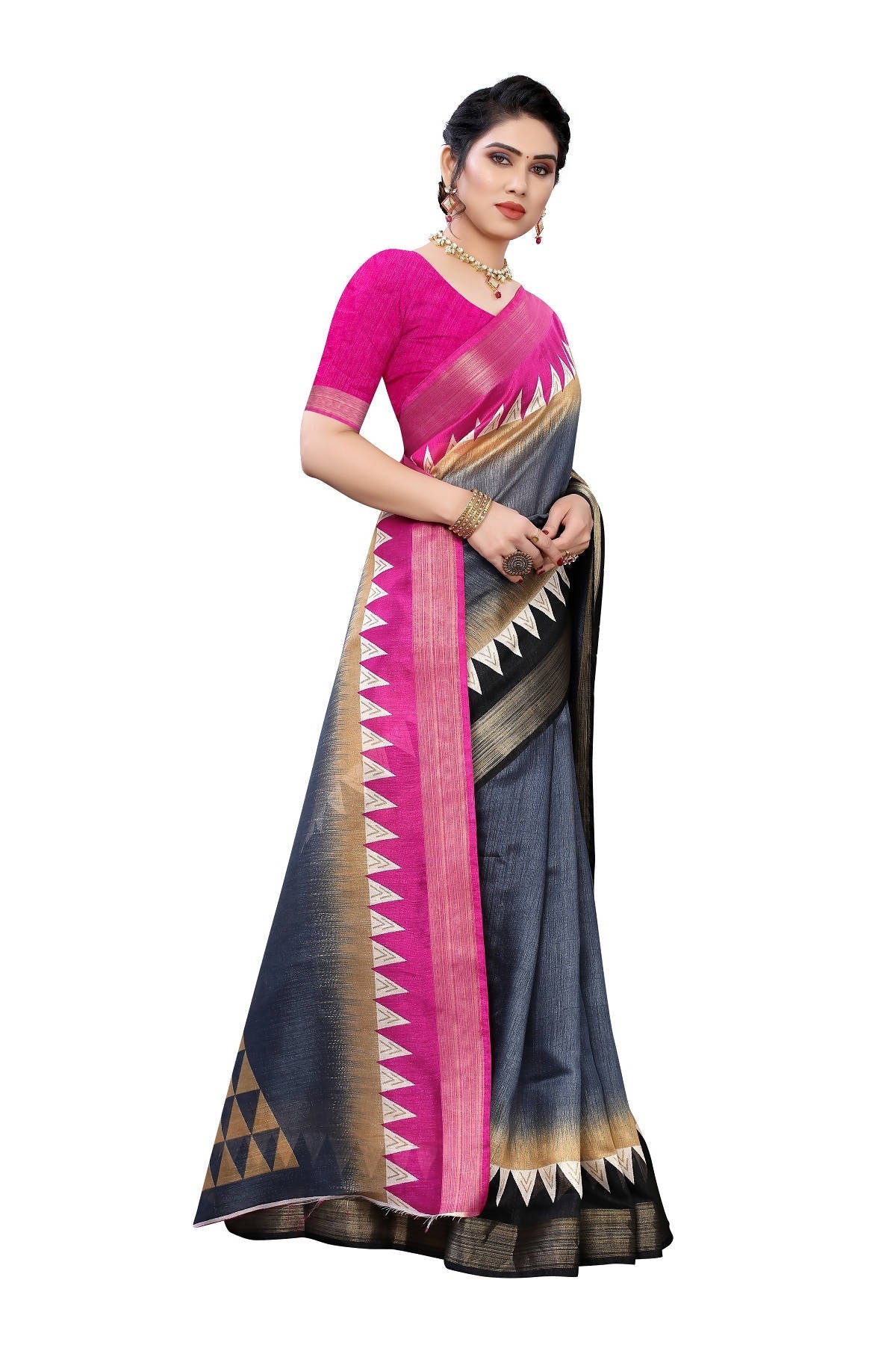 Vamika Grey Linen Jari Border Saree (GUNJAN GREY)