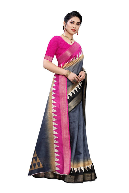 Vamika Grey Linen Jari Border Saree (GUNJAN GREY)