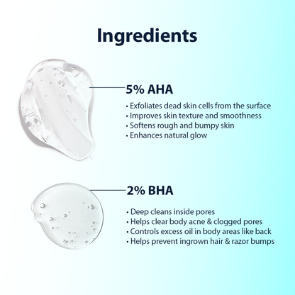 Dermistry 5% AHA 2% BHA Exfoliating D Tan Detan Acne Removal Body Wash For Oily All and Strawberry Skin