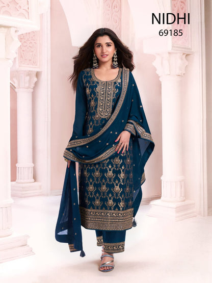 Anaita Navy Blue Dola Silk Thread Sequence Embroidered Salwar Suit