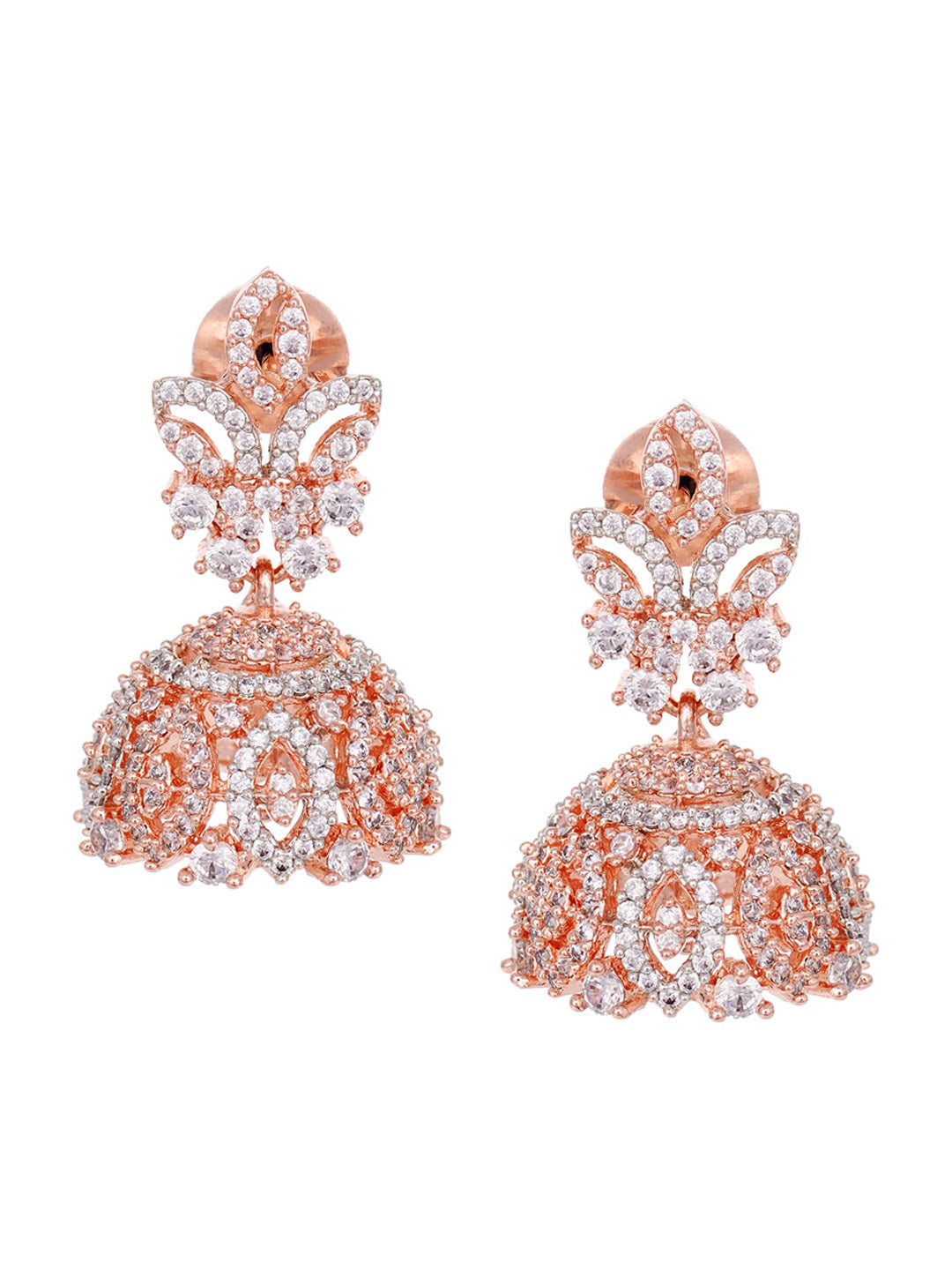 Saraf RS Jewellery Rose Gold-Polished & White AD & CZ-Studded Contemporary Jewellery Set