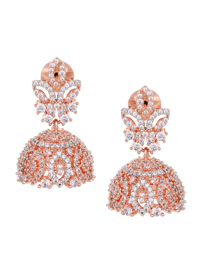Saraf RS Jewellery Rose Gold-Polished & White AD & CZ-Studded Contemporary Jewellery Set
