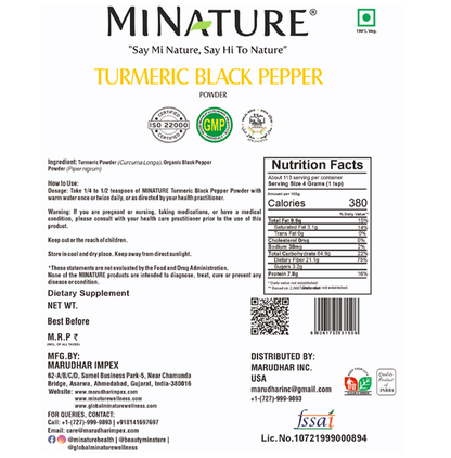 Minature Turmeric Black Pepper Organic Powder