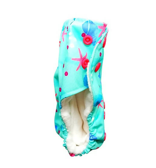 Kindermum Nano Pro Aio Cloth Diaper (With 2 Organic Inserts And Power Booster)-Seashore For Kids