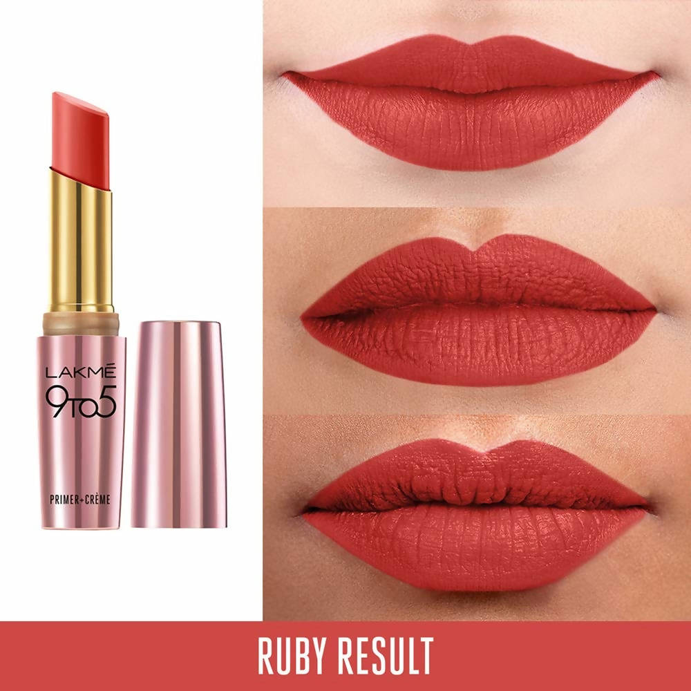 Lakme 9To5 Primer + Creme Lip Color Ruby Result CR1 - 3.6 gms