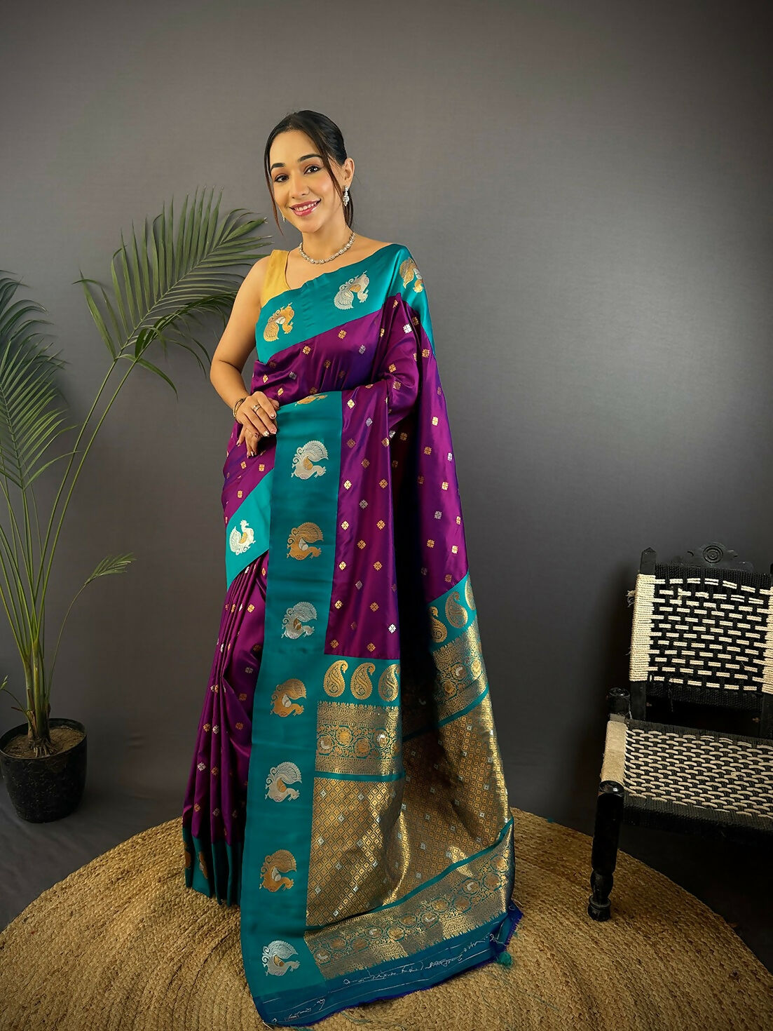 Joban Fashion Royal Blue Butti Banarasi Silk Sarees