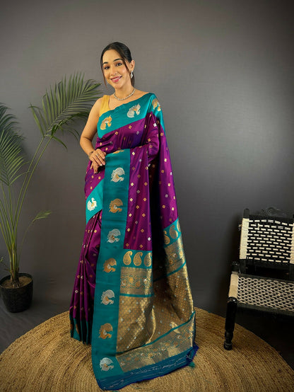 Joban Fashion Royal Blue Butti Banarasi Silk Sarees