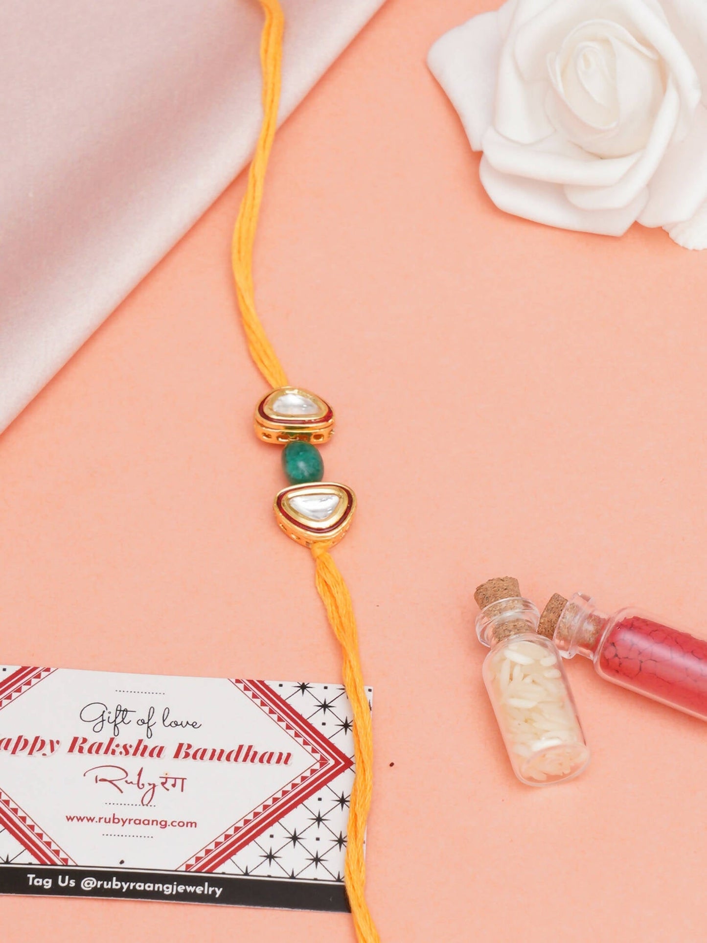 Designer kundan Rakhi - Ruby Raang