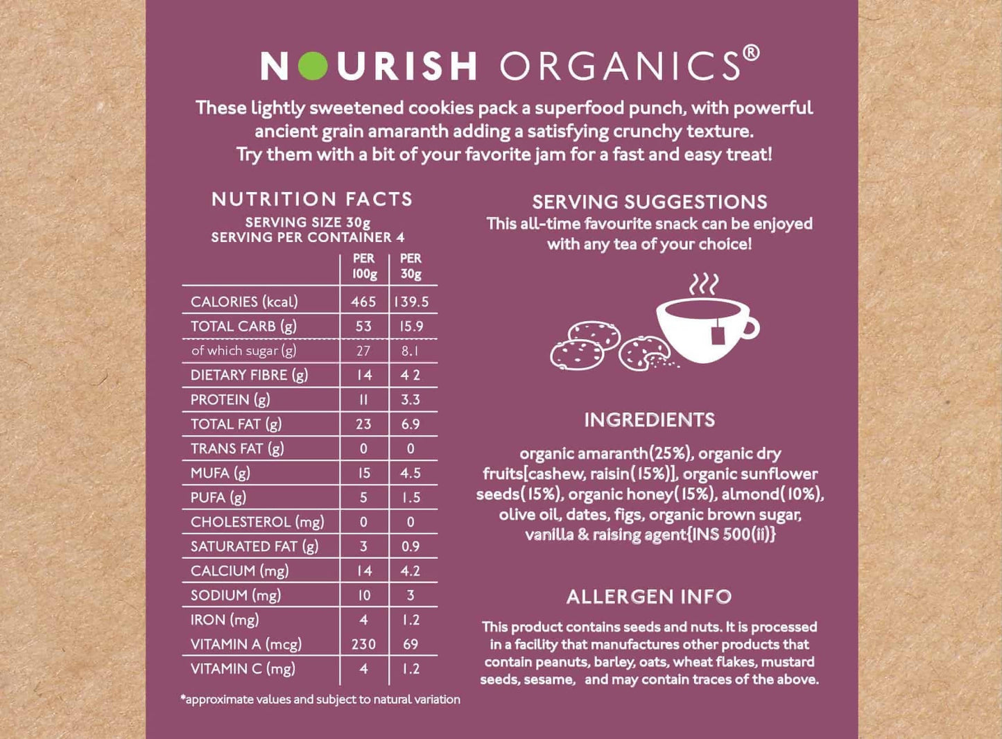 Nourish Organics Fig Amaranth Cookies