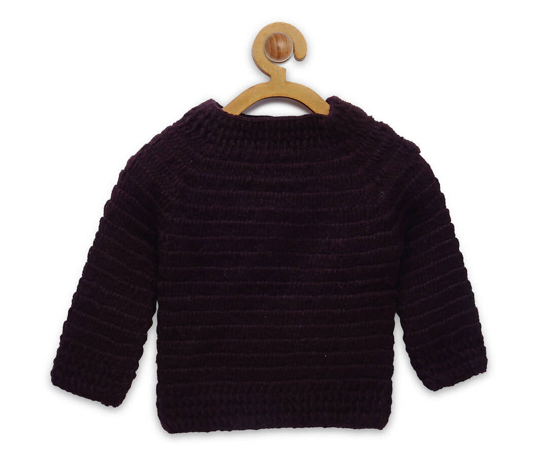 Chutput Kids Brown Coloured Solid Pullover with Sunflower Design