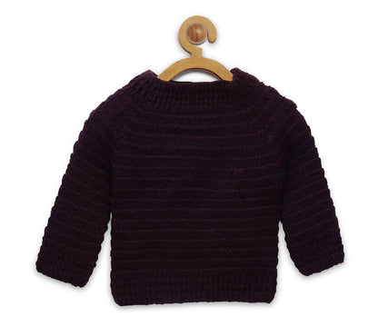 Chutput Kids Brown Coloured Solid Pullover with Sunflower Design