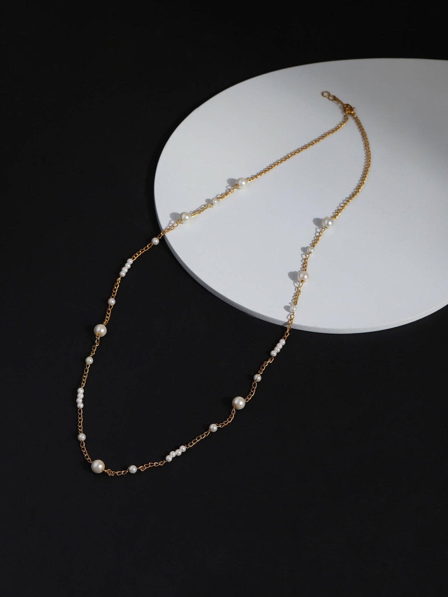 Gold-Toned White Brass Gold-Polished Necklace - Ruby Raang