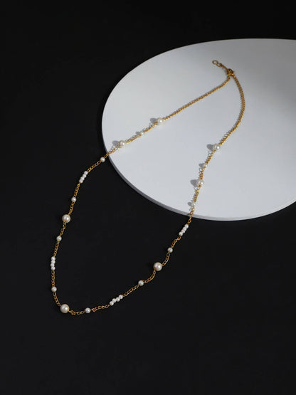 Gold-Toned White Brass Gold-Polished Necklace - Ruby Raang