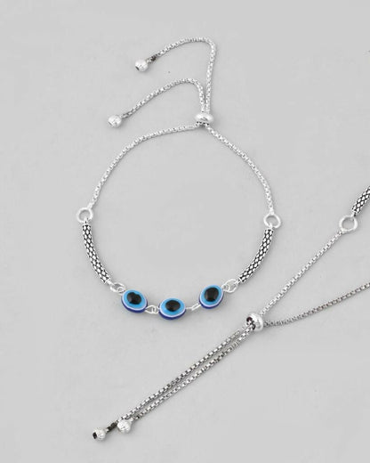 VOJ Set of 2 Traditional Evil Eye Designer Anklet