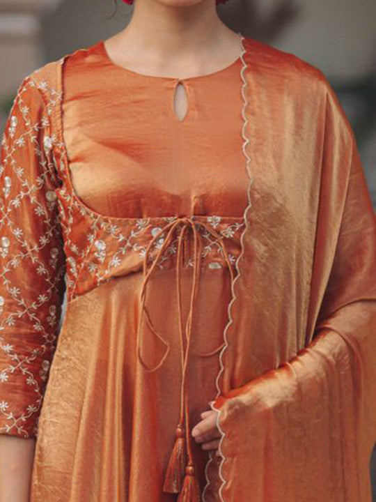 Anayna Women Ethnic Motifs Embroidered Panelled Kurta with Trousers & With Dupatta