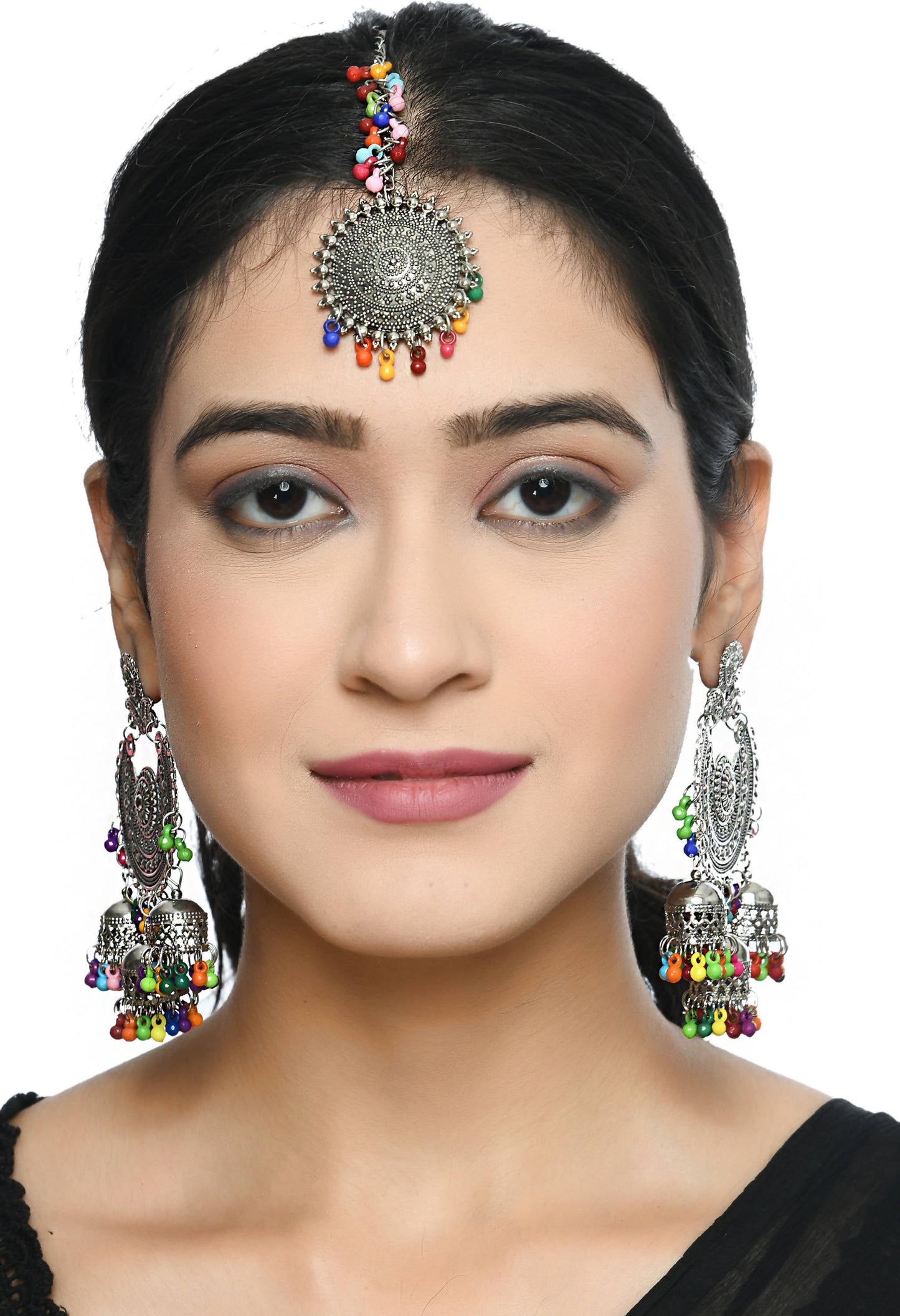 Mominos Fashion Johar Kamal Beautiful Jhumkas With Maang Tikka