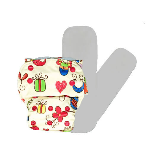 Kindermum Nano Aio Cloth Diaper With 2 Organic Cotton Inserts- Baby Doodle For Kids